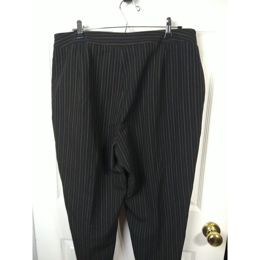 Herman Geist Woman 16 Dress Pants Black Gold Pinstriped Flat Front Trousers - Picture 8 of 9